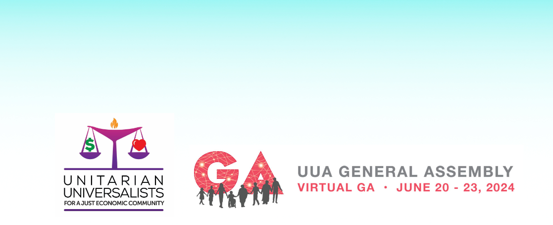 UUJEC logo GA 2024 logo UUA General Assembly Virtual GA • June 20-23, 2024